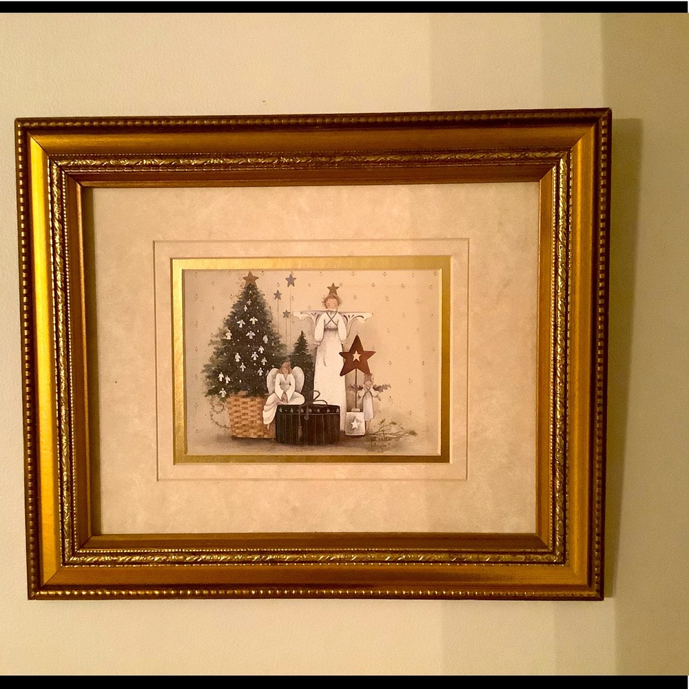 Vintage 1999 signed and framed Pat Richter “ angels” print